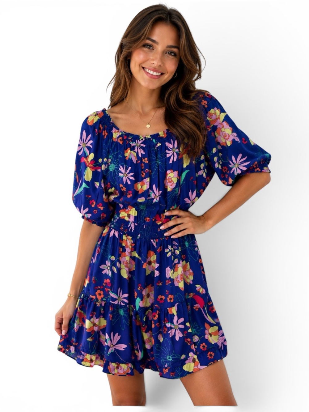 Easel Mini Dress - On or Off Shoulder - Floral Boho - NWT